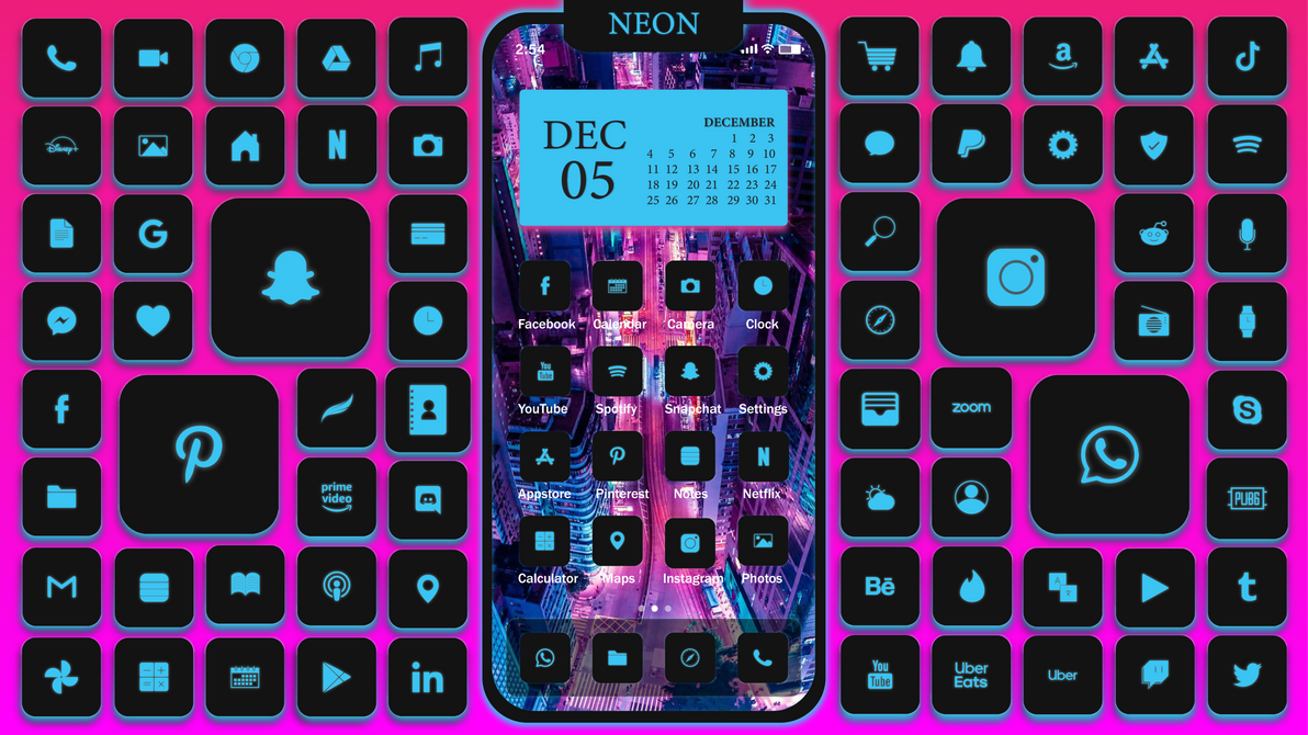 Blue Neon App Icons by ElioChalamet on DeviantArt