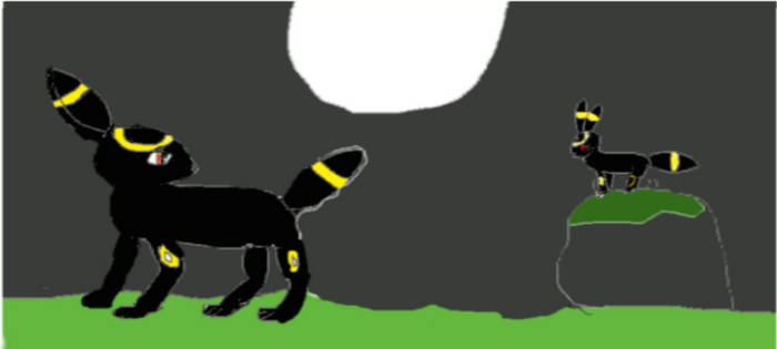 Umbreon and its child on a walk