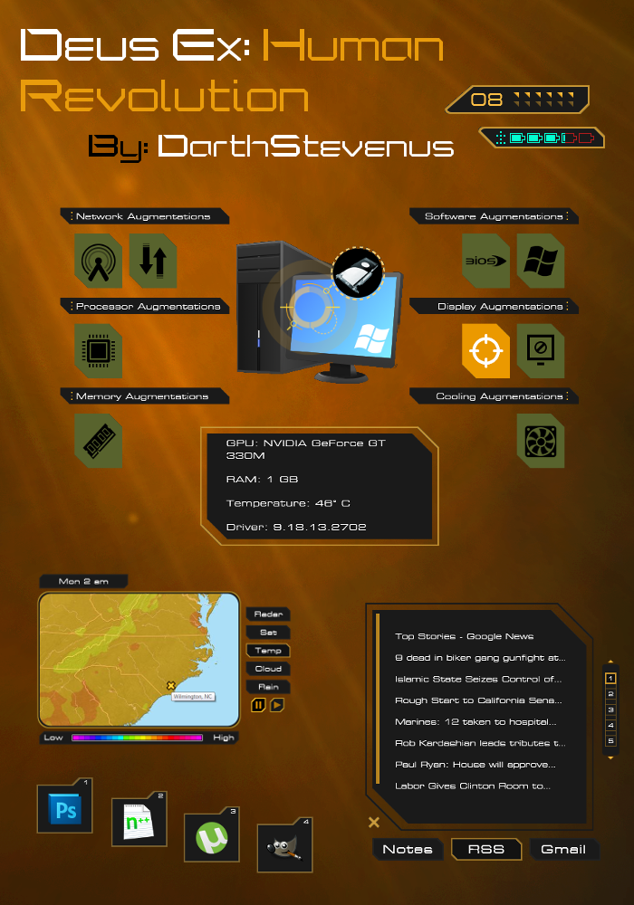 Deus Ex: Human Revolution Rainmeter skin pack v1.0