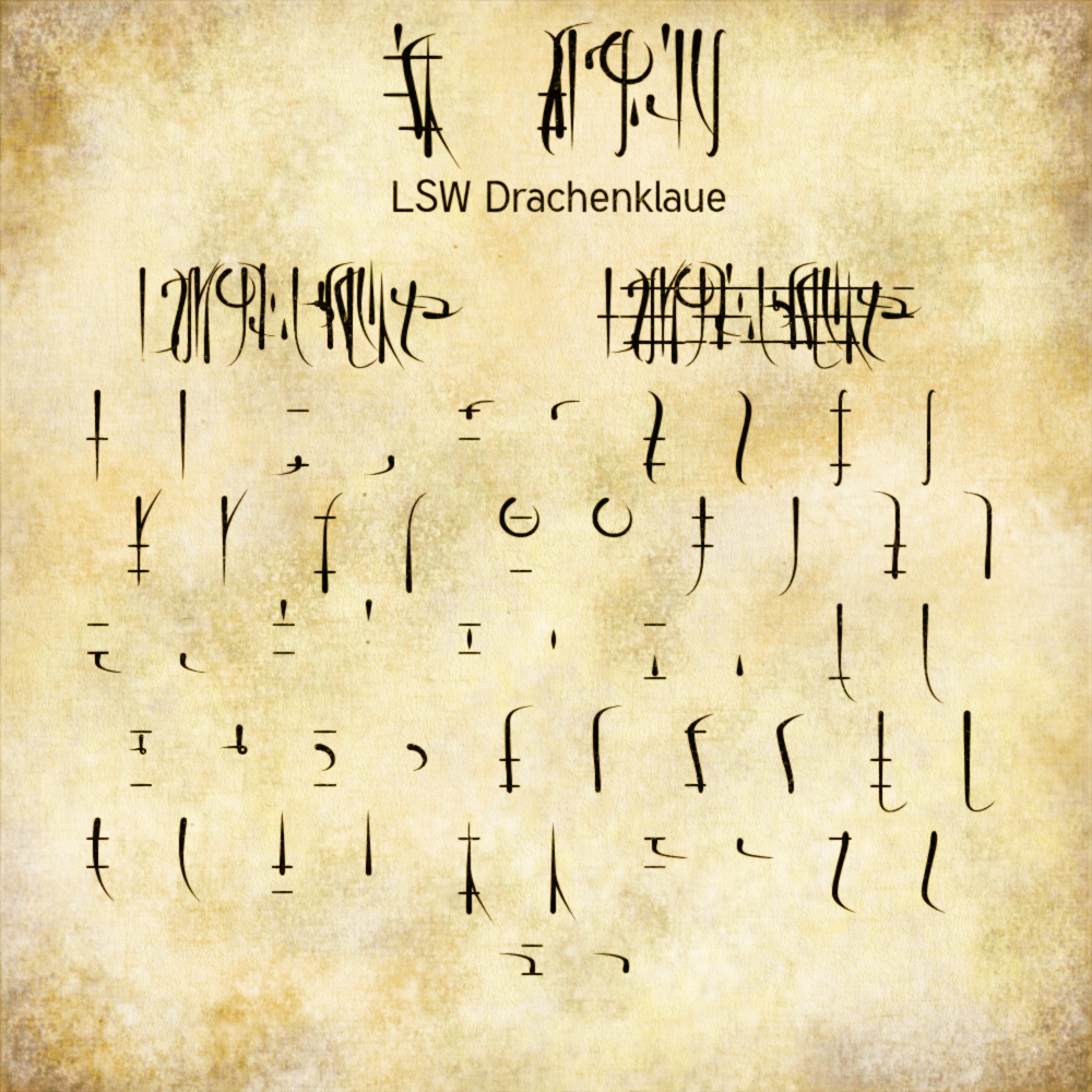 Free fantasy font: LSW Drachenklaue