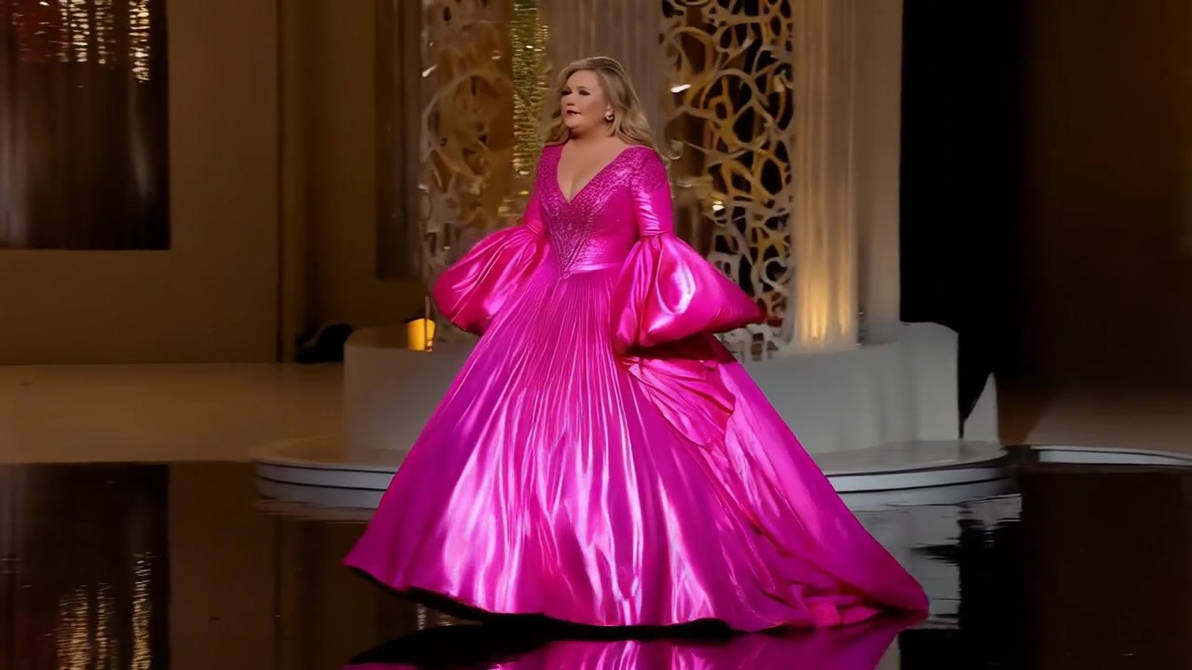 Pink big sleeved satin ballgown by jeffra1967 on DeviantArt