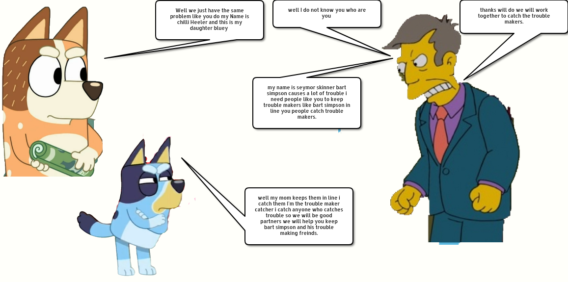 Bluey and chilli meet skinner. by Pudihan98 on DeviantArt