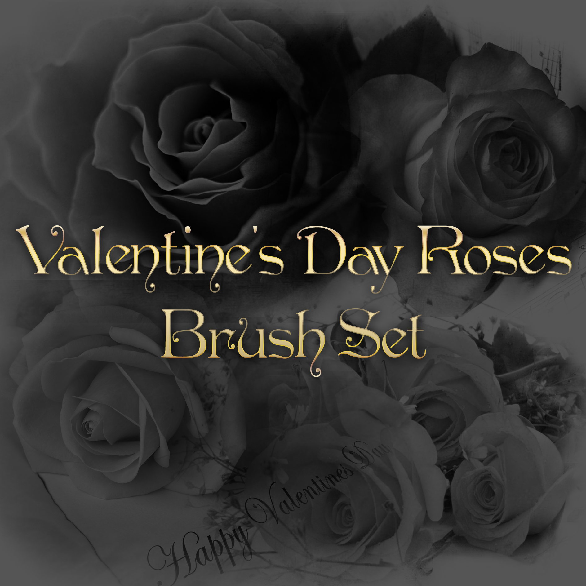 Valentine's Day Roses Brush Set