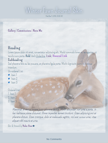 Winter Fawn Journal Skin