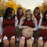 Cheerleaders take a hayride