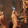 Cinematic lesbian foot worship scene 