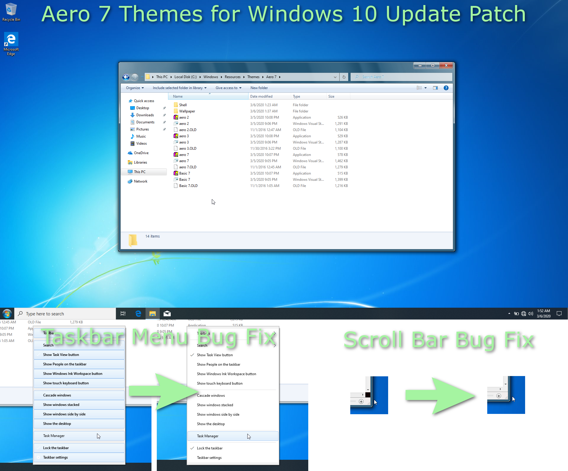 Aero 7 Themes for Windows 10 Update Patch