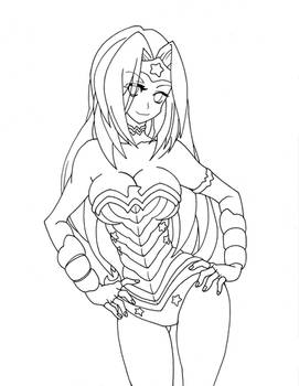 Wonder Woman Hi-res free line art for colorists