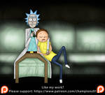 Rick and Morty - sleepy in front of the tv by Championx91