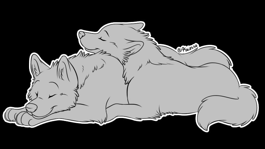 Free Wolf Cuddle Lineart By Kaierra On Deviantart