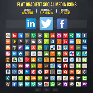 Flat Gradient Social Media Icons