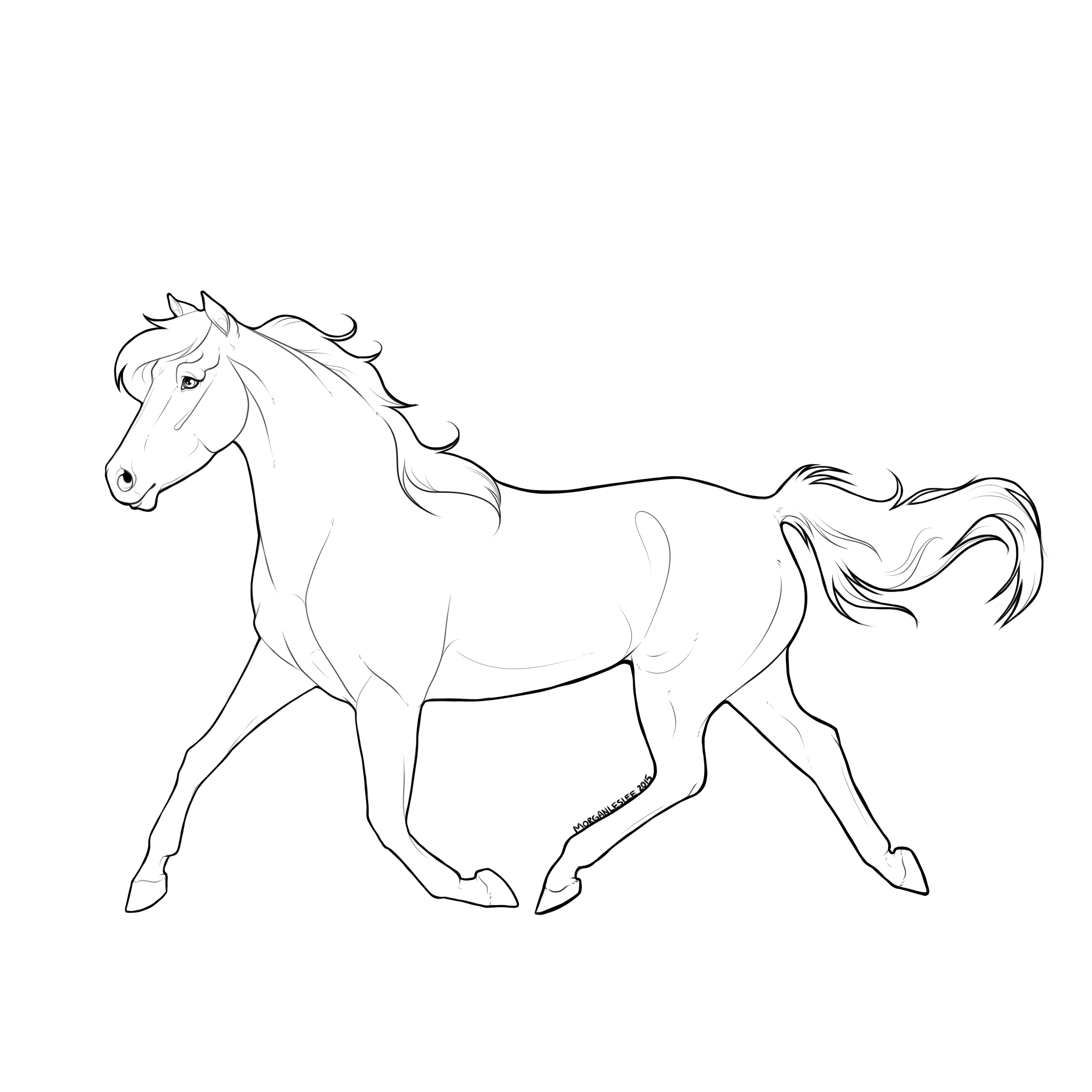 Trotting Horse Lineart.