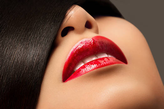 Macro beauty hair/lips