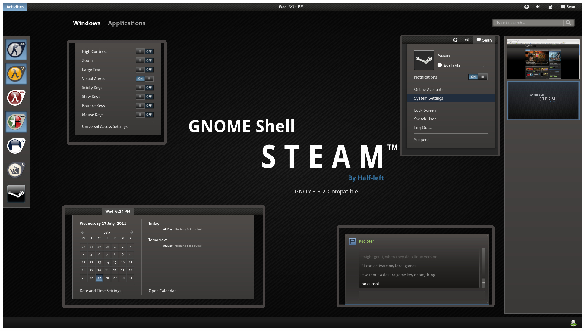 GNOME Shell - Steam