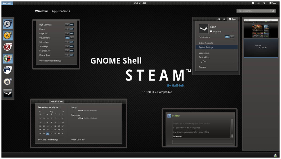 GNOME Shell - Steam by half-left