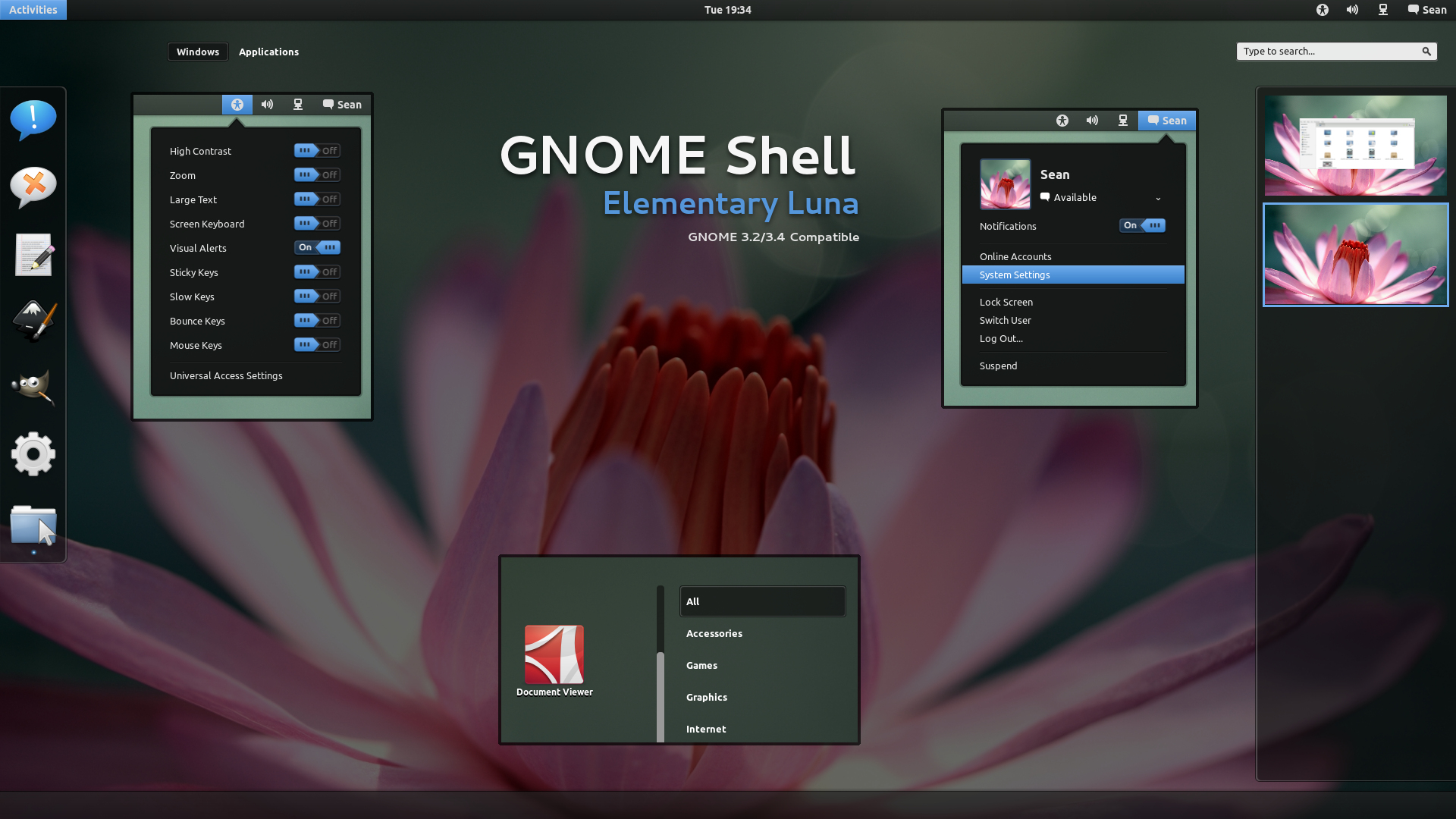 GNOME Shell - Elementary Luna