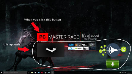 Rainmeter PC MASTER RACE red PCBUTTON