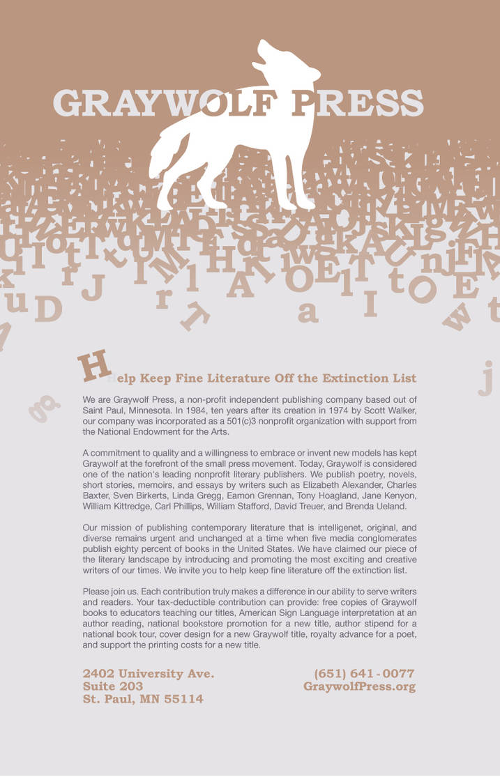 Graywolf Press by paintXmyselfXout on DeviantArt