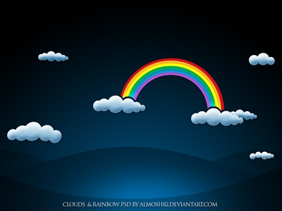 clouds and rainbow psd