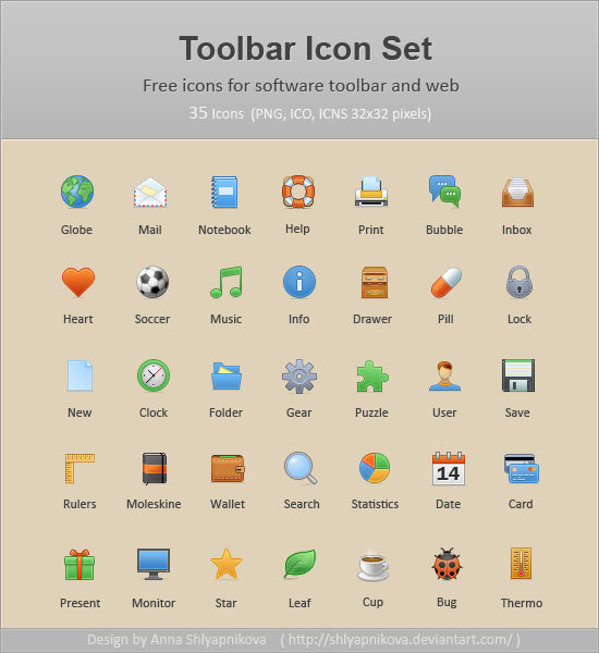 Toolbar Icon Set by shlyapnikova on DeviantArt