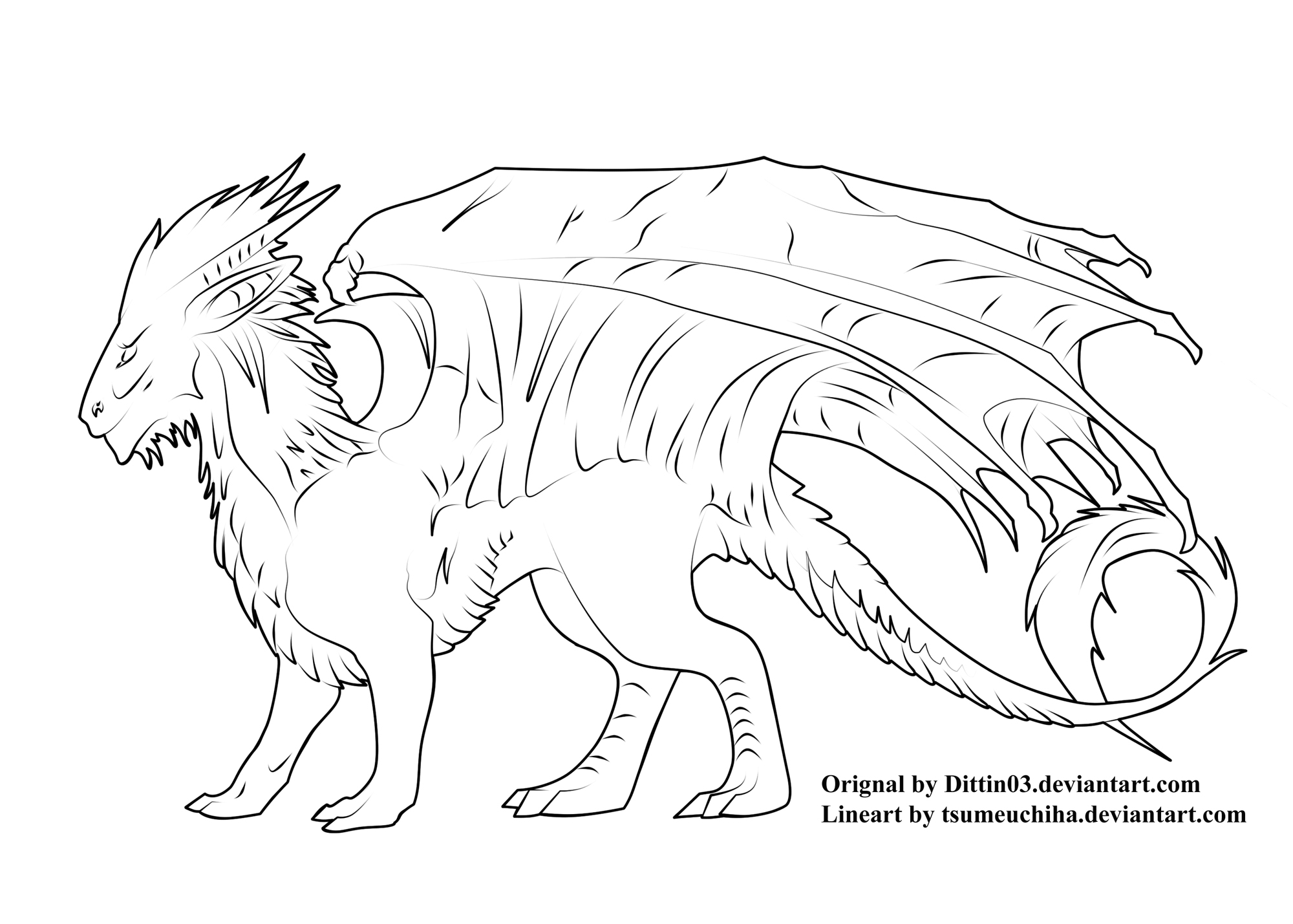 Dragon Lineart PSD by tsumeuchiha