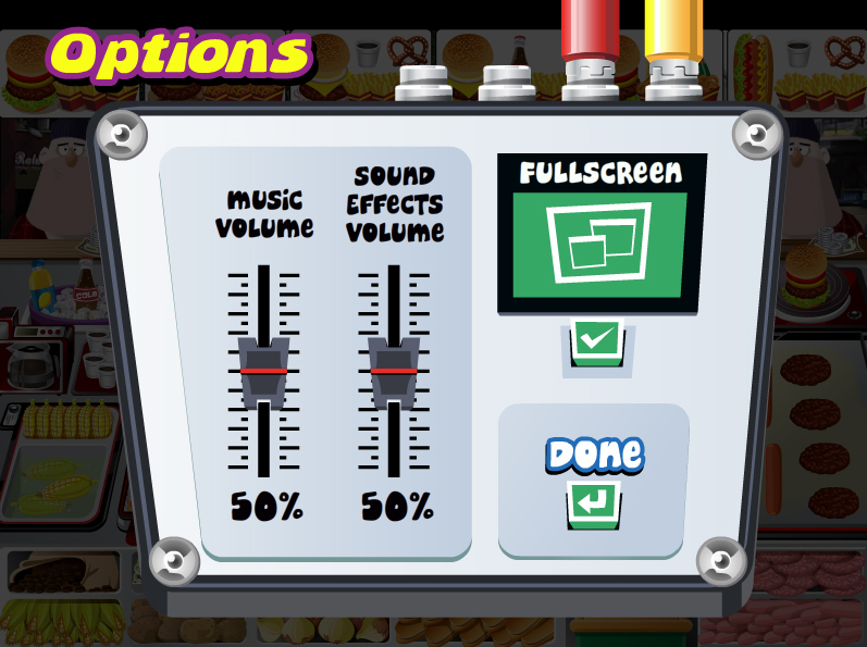 Hot Dog Hot Shot - Options Screen