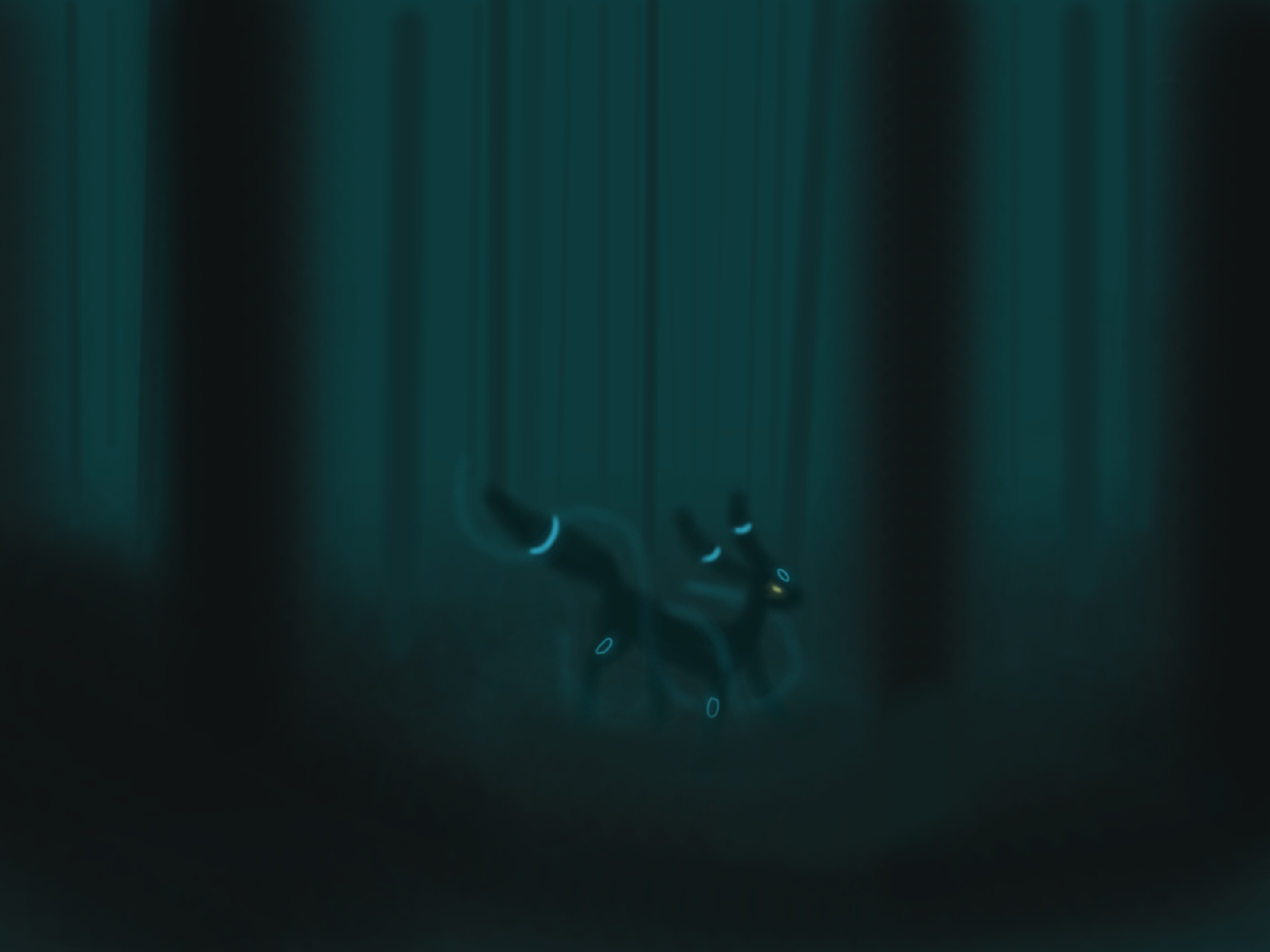 Shiny Umbreon in a Dark Forest by ArianArtsy on DeviantArt