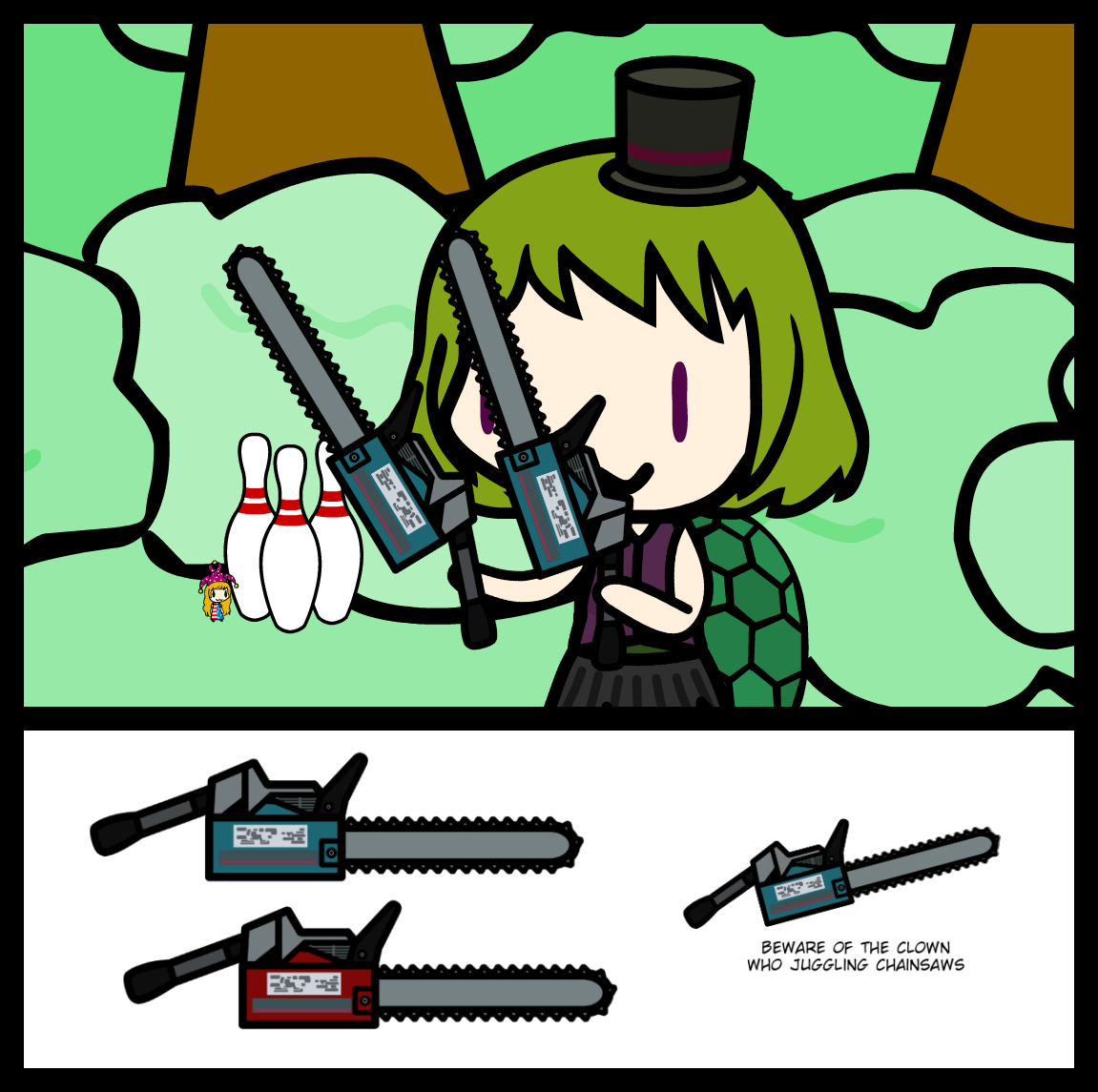 Clown Juggling Chainsaws