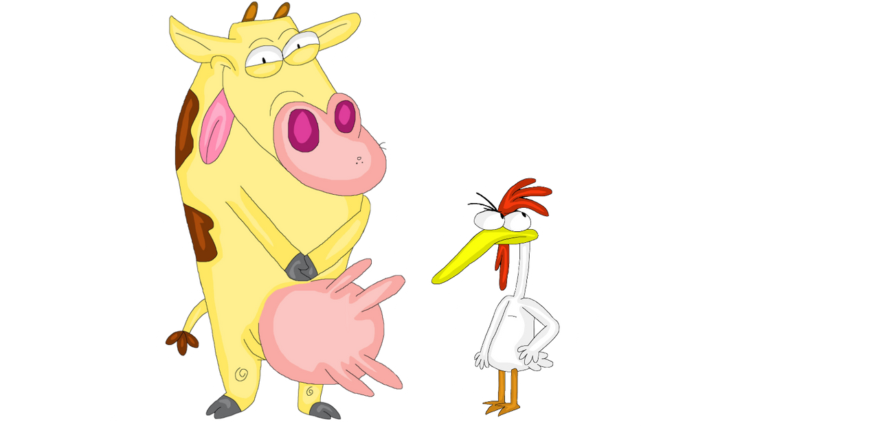 Cow and Chicken Vector ( CN Collab) by TropicalStarMeow on DeviantArt, image size:1288x621