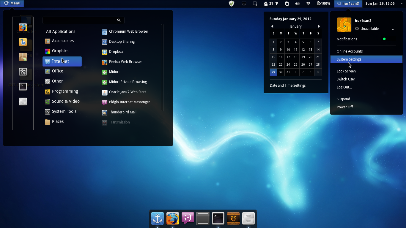 Gnome Shell Minty-Blue