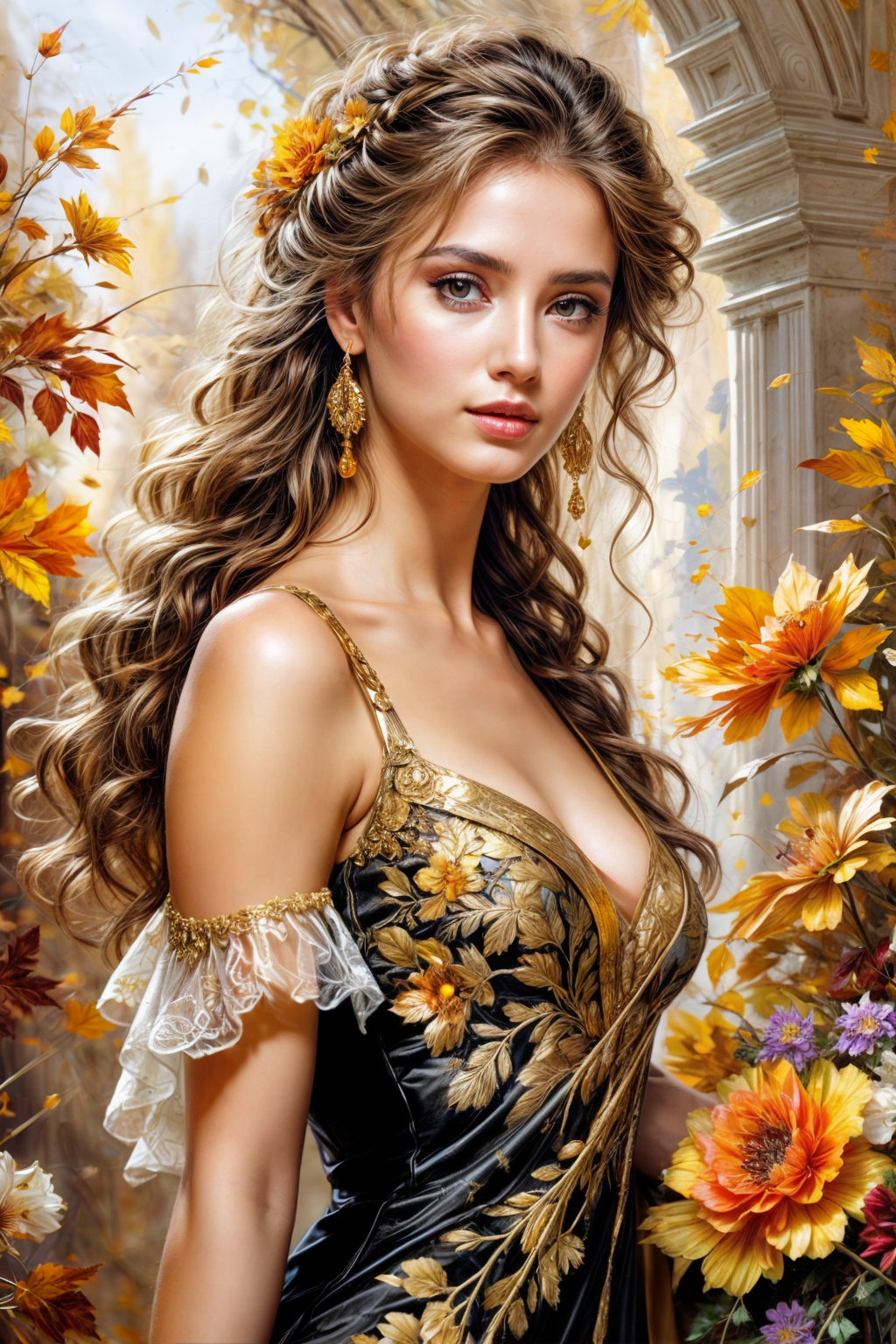 Girl with autumn flowers. by Lietuciennica on DeviantArt