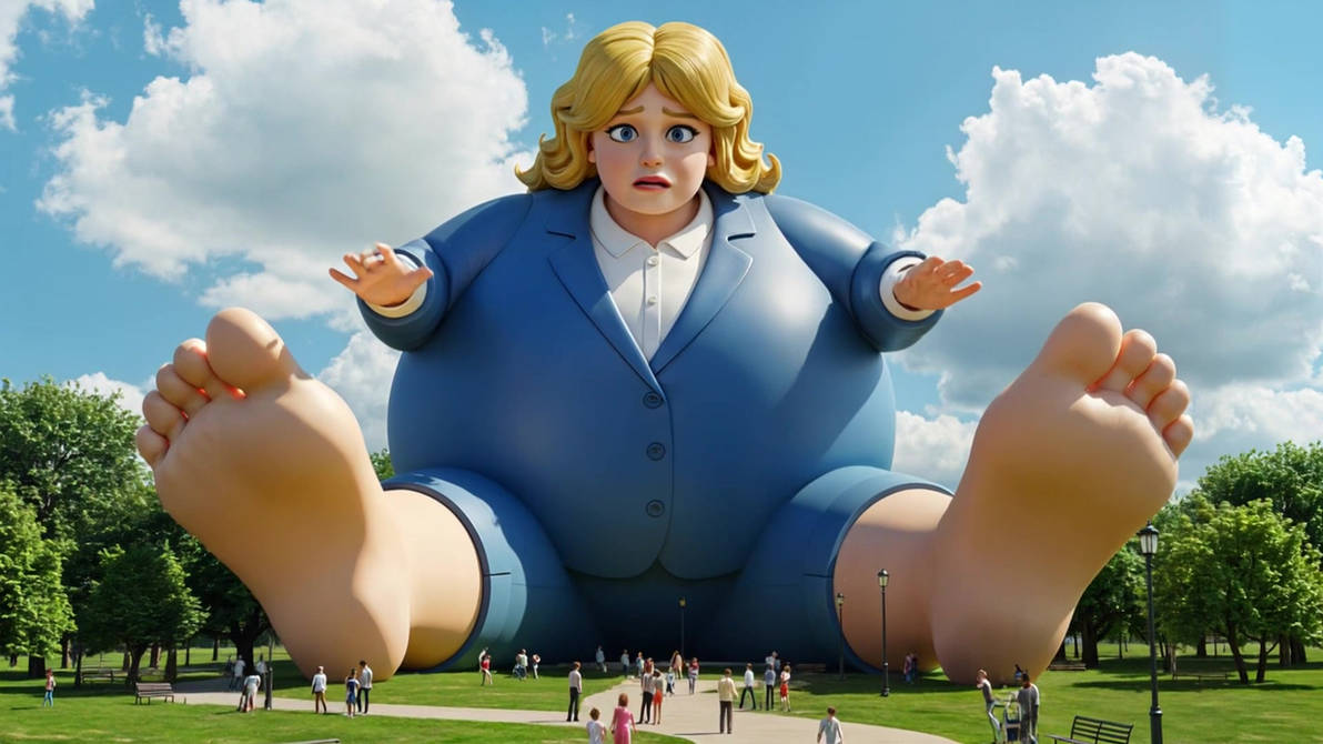 Cartoon-style Woman inflated by SirFloatsALot on DeviantArt