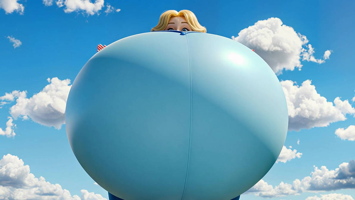 Cartoony woman inflates bigger by SirFloatsALot on DeviantArt