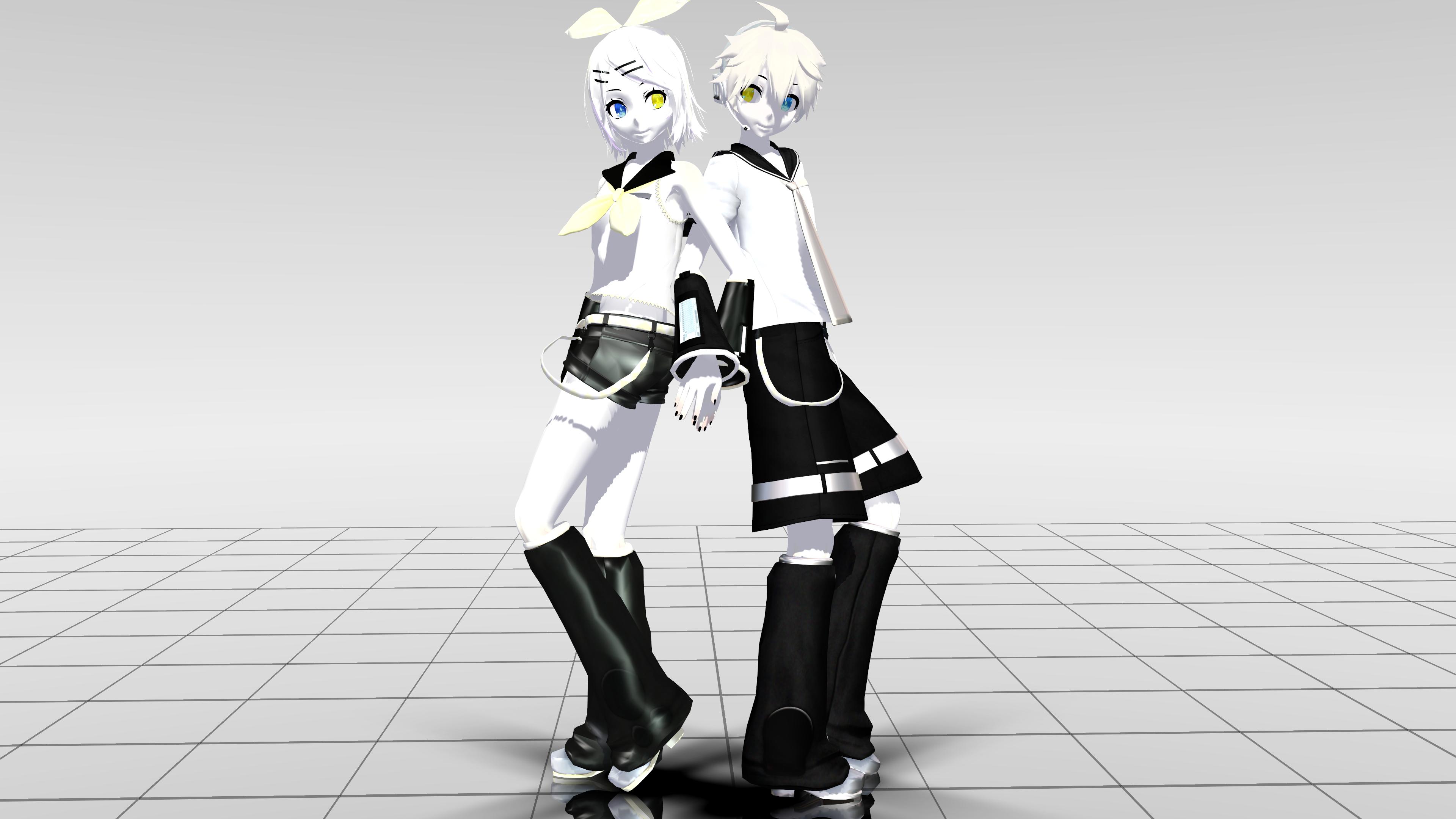 Tda Rin And Len Black and White Ward by LadyTK on DeviantArt