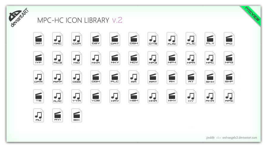 MPC-HC Icon Library v.2.2 by ArchangelX2 on DeviantArt