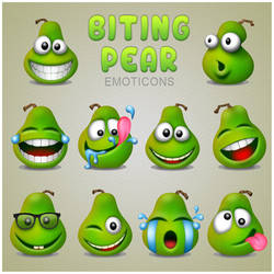 Biting Pear Emoticons