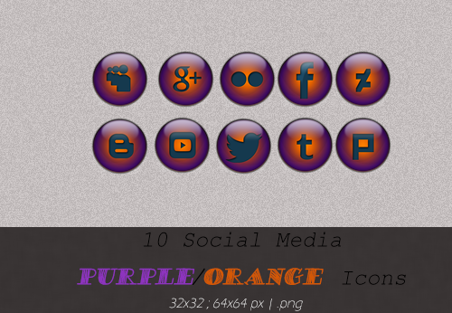 #Social Media Icons - Purple/Orange (2 Sizes)