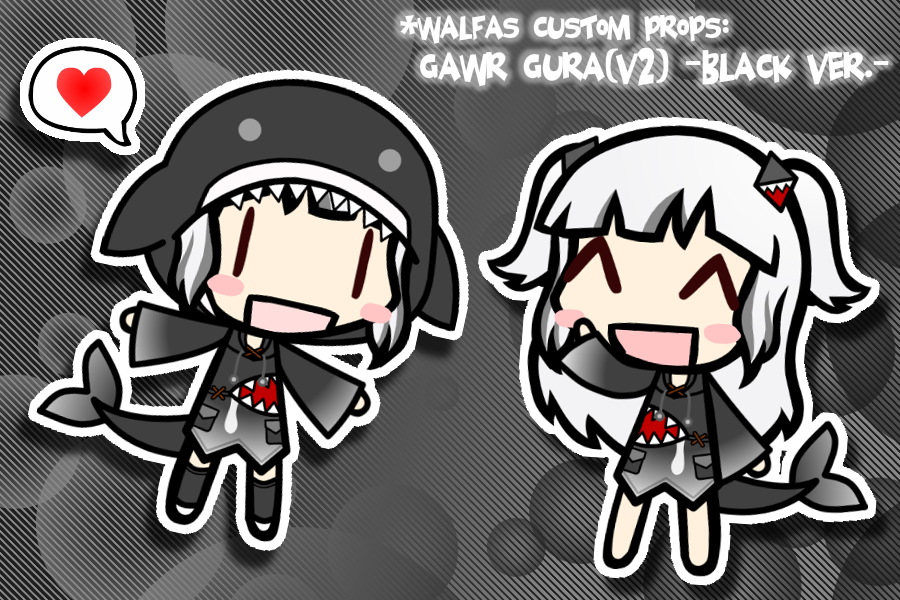 [Walfas]Gawr Gura(v2) Black ver. (props) by on DeviantArt