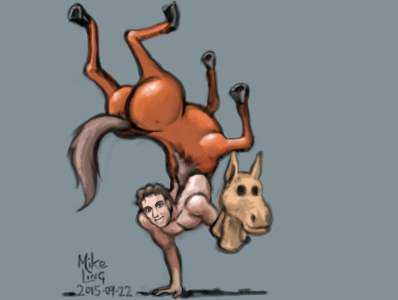 Draw a centaur doing a handstand