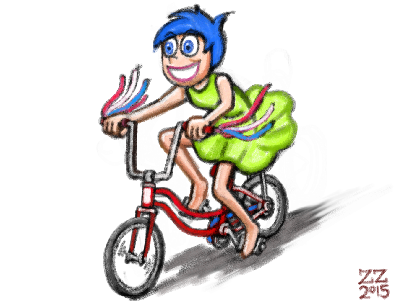 Draw Joy Riding a Red White Blue Bicycle