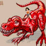 Draw Wonder Woman Riding on Devil Dinosaur