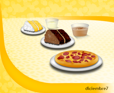 Iconos: pizza, pastel y pastel