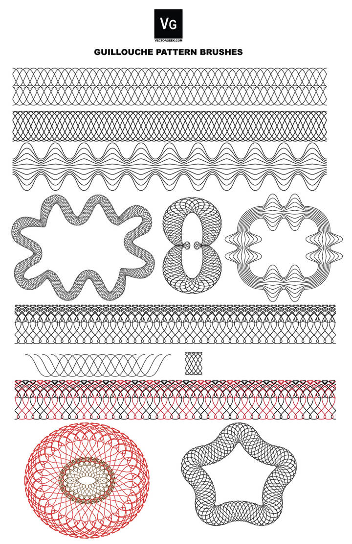 guilloche pattern brushes by vectorgeek
