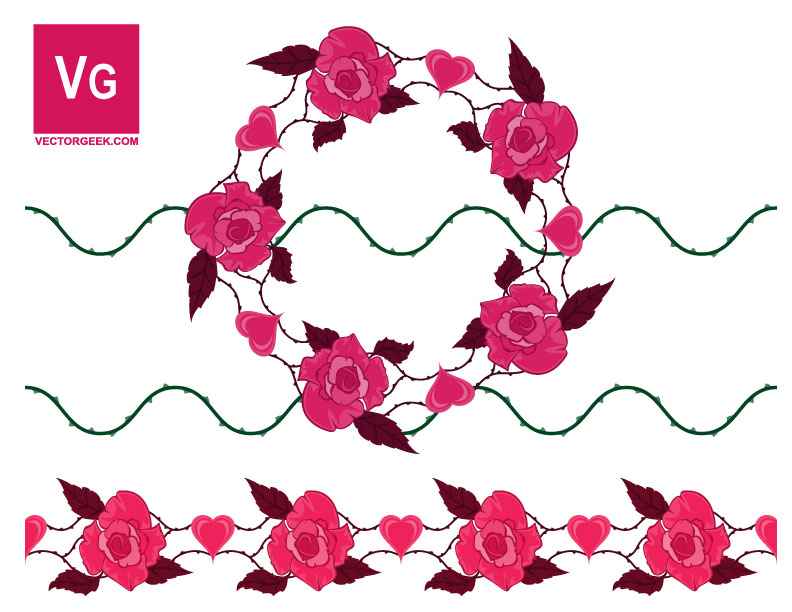 Rose Vine Pattern Brush