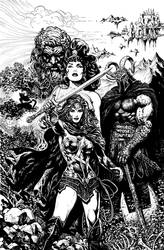 Wonder Woman issue 1 cover uncolored