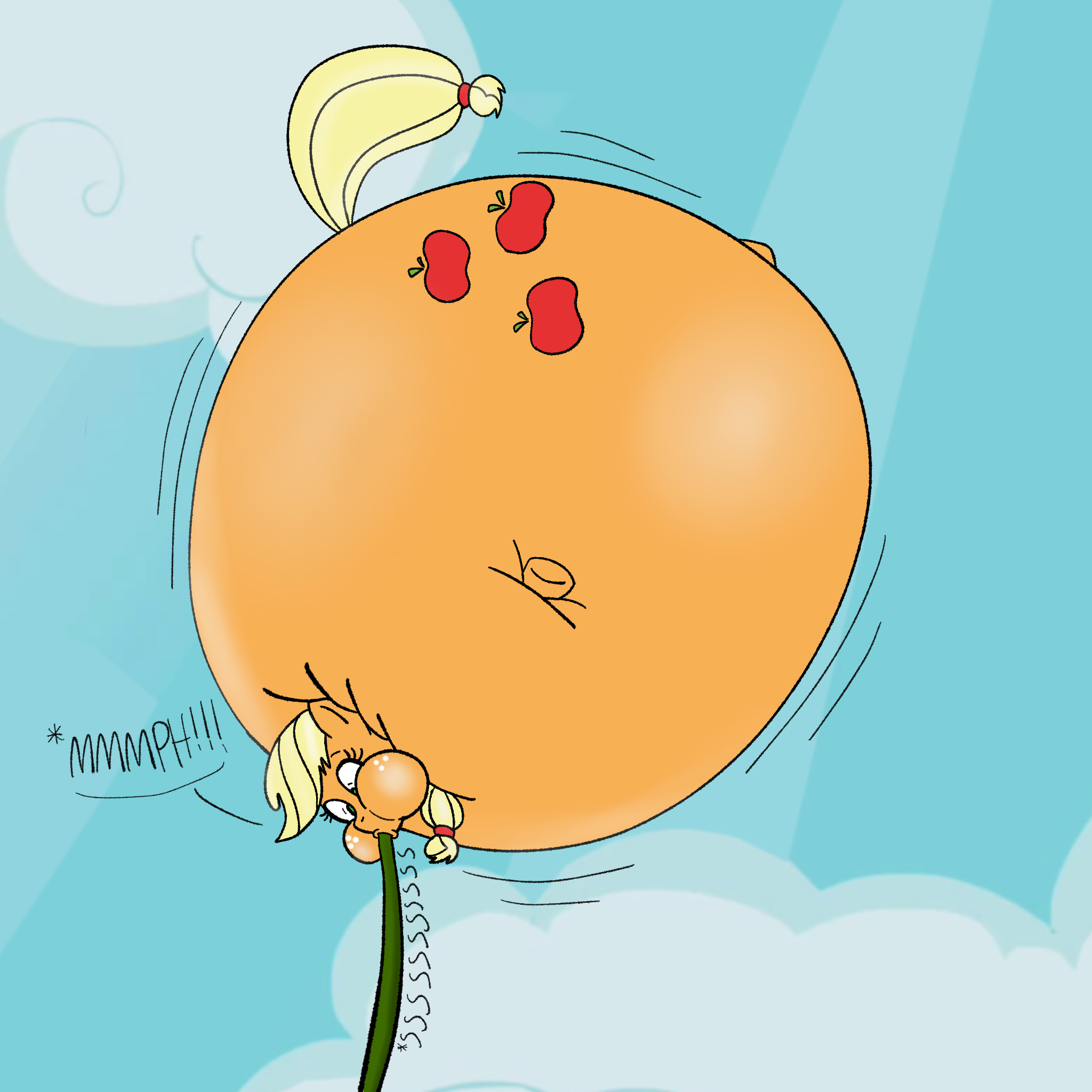 Applejack Inflation - Blimping to the Air by Boman100 on DeviantArt