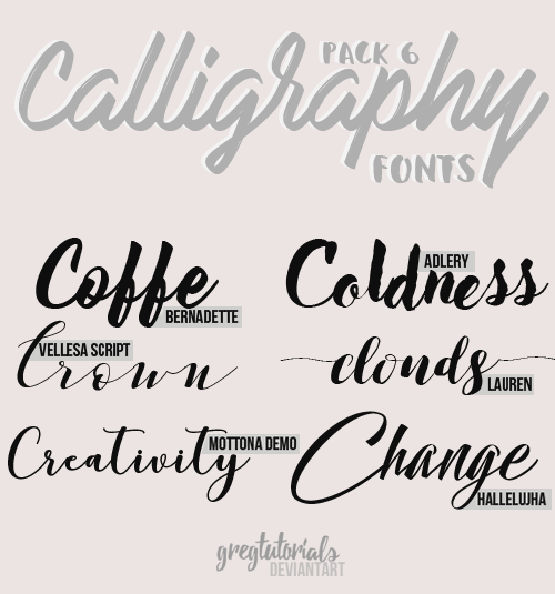 Pack 6 Calligraphy Fonts - Gregtutorials