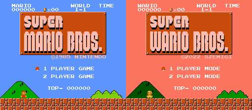 Super Mario Bros. or Super Wario Bros. (SMB1 hack)