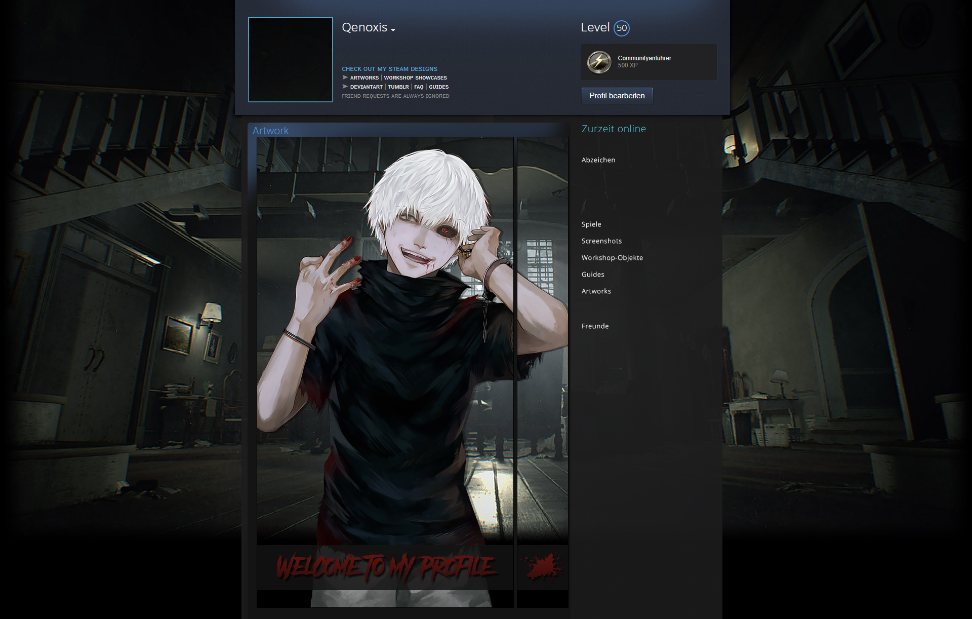 Steam Artwork Design Tokyo Ghoul Ken Kaneki By Qenoxis On Deviantart