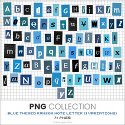 Blue Themed Ransom Note Letters | PNG Pack